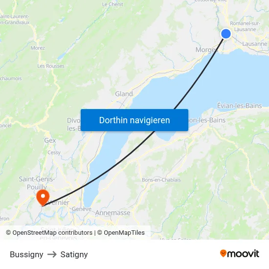 Bussigny to Satigny map
