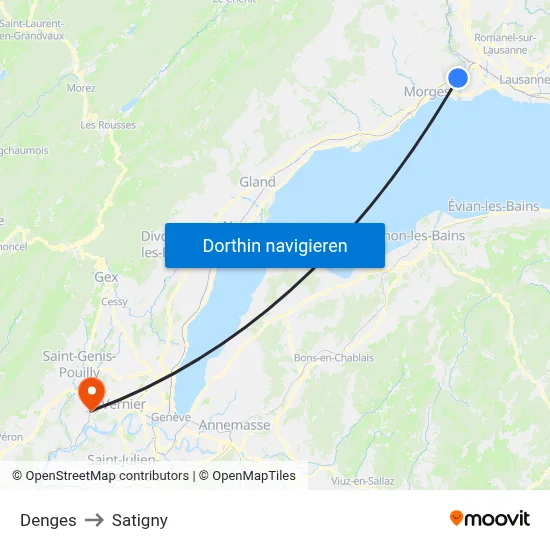 Denges to Satigny map