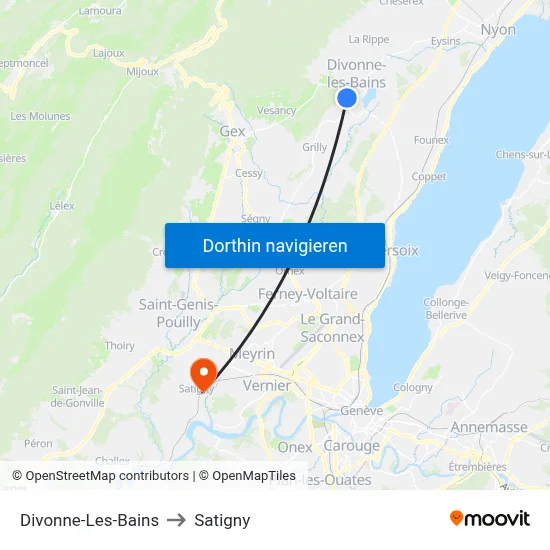 Divonne-Les-Bains to Satigny map