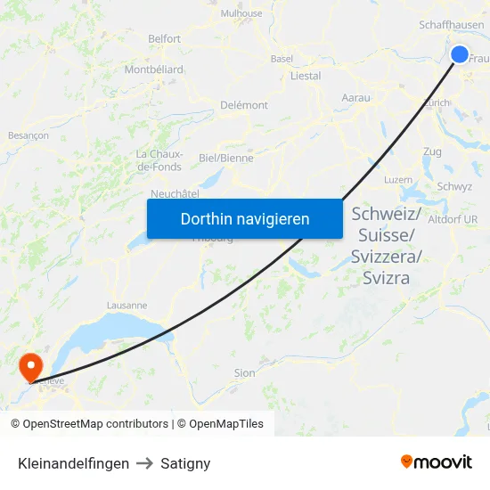 Kleinandelfingen to Satigny map