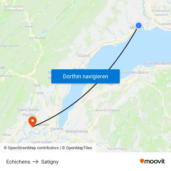 Echichens to Satigny map