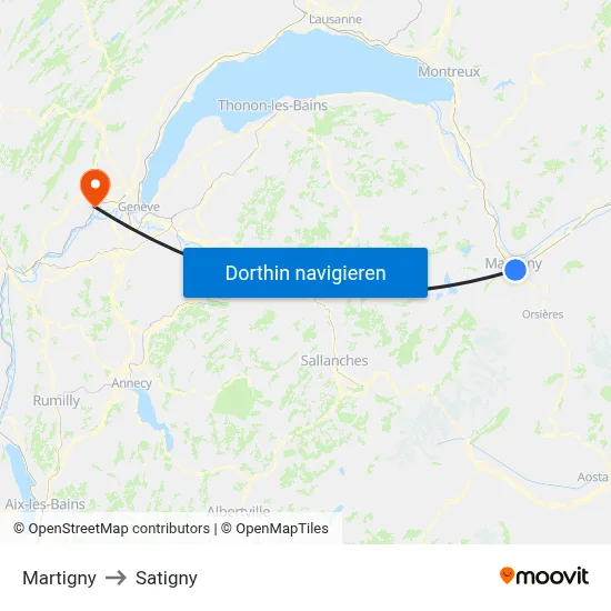 Martigny to Satigny map
