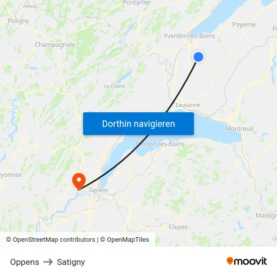 Oppens to Satigny map