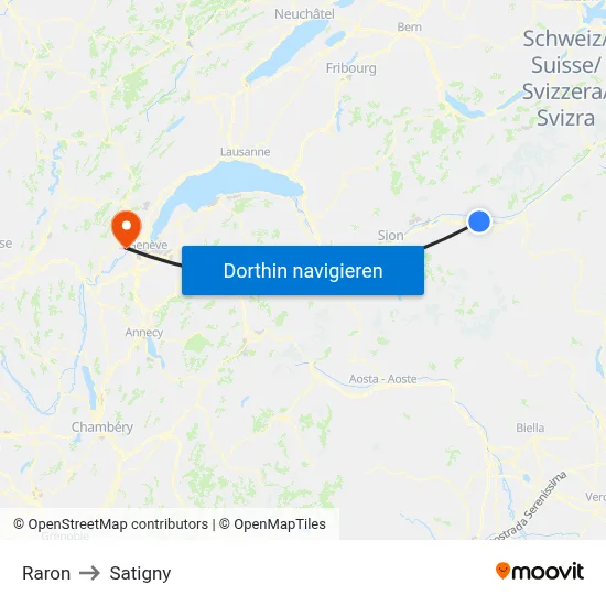Raron to Satigny map