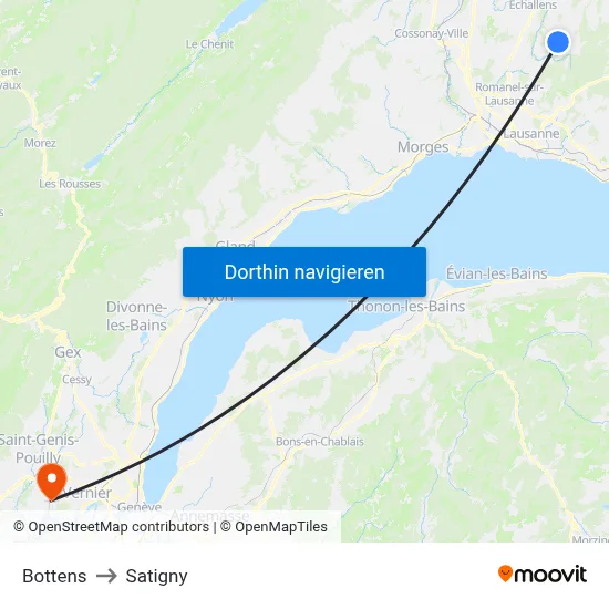 Bottens to Satigny map