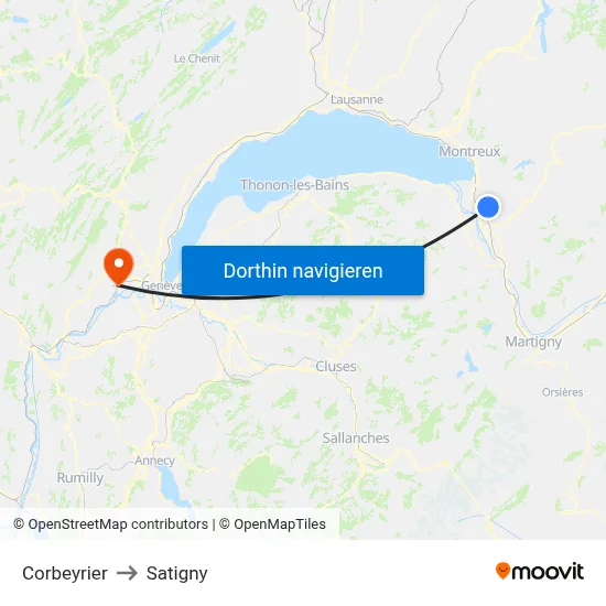 Corbeyrier to Satigny map