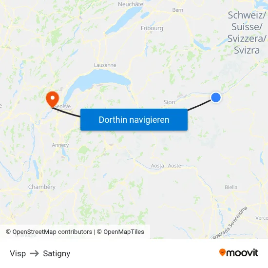 Visp to Satigny map