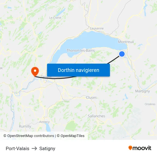 Port-Valais to Satigny map