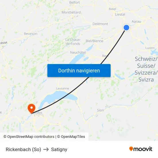 Rickenbach (So) to Satigny map