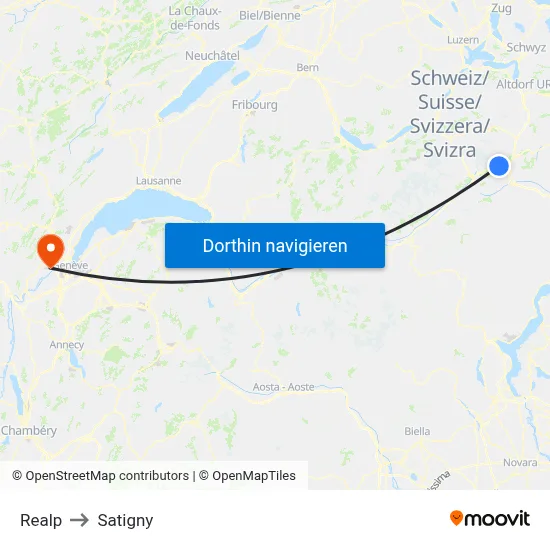 Realp to Satigny map