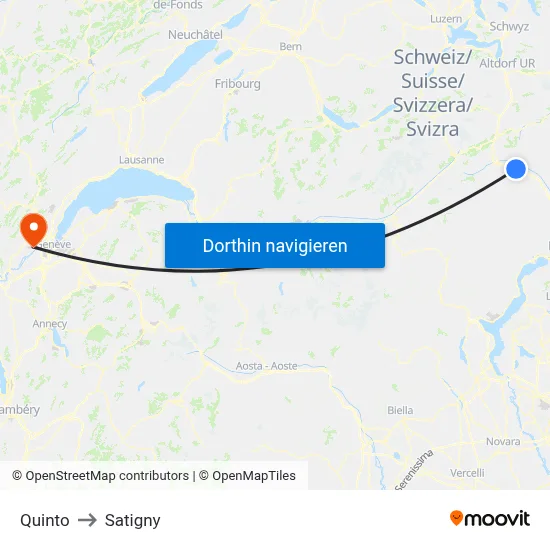 Quinto to Satigny map