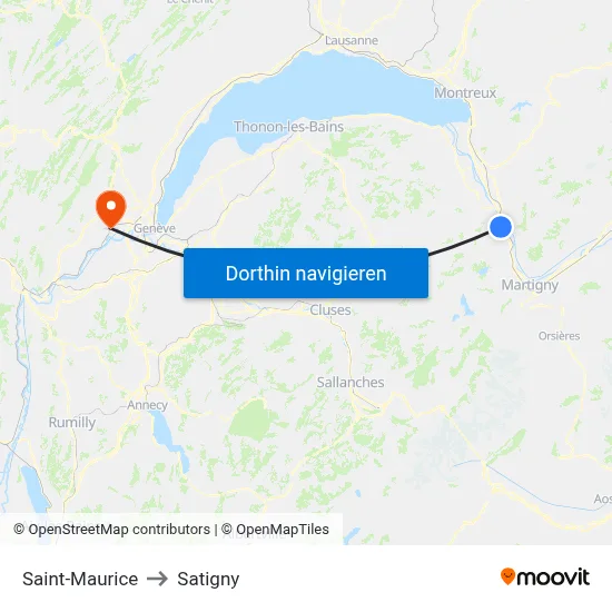 Saint-Maurice to Satigny map