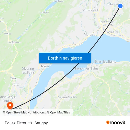 Poliez-Pittet to Satigny map
