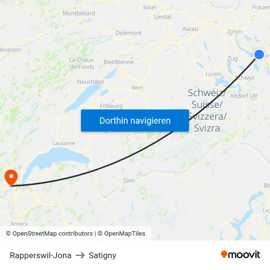 Rapperswil-Jona to Satigny map