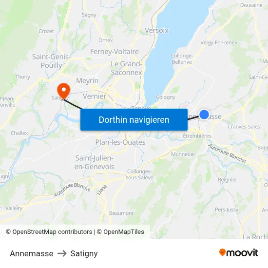Annemasse to Satigny map