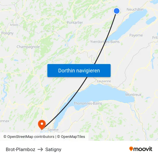 Brot-Plamboz to Satigny map