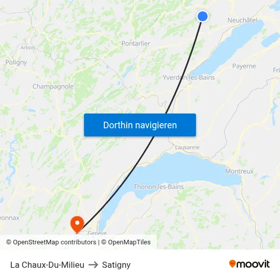La Chaux-Du-Milieu to Satigny map