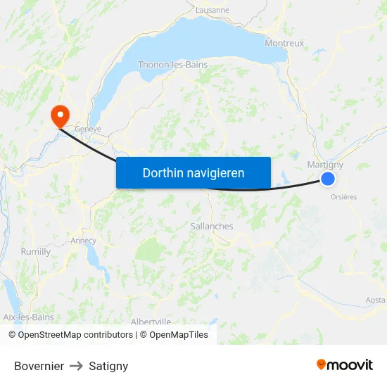 Bovernier to Satigny map