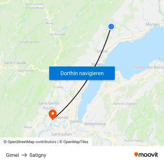 Gimel to Satigny map