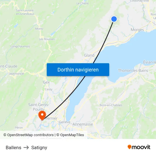 Ballens to Satigny map
