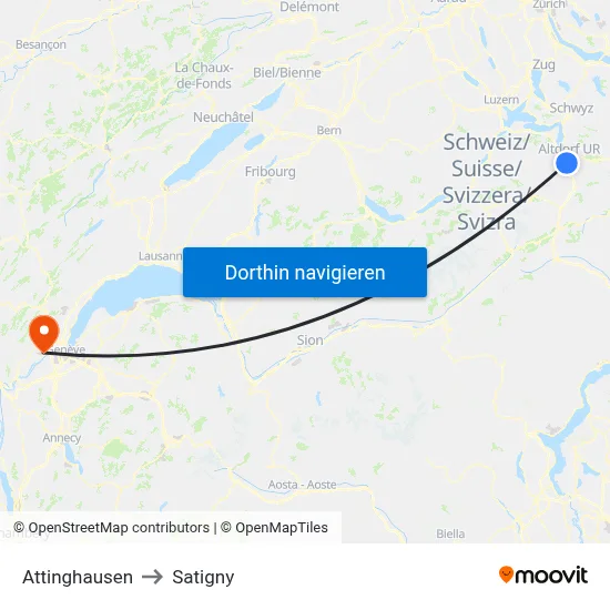Attinghausen to Satigny map
