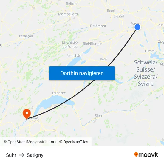 Suhr to Satigny map