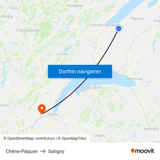 Chêne-Pâquier to Satigny map