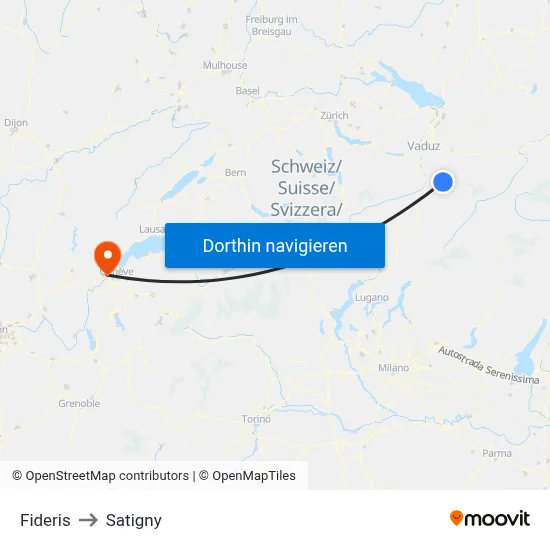 Fideris to Satigny map