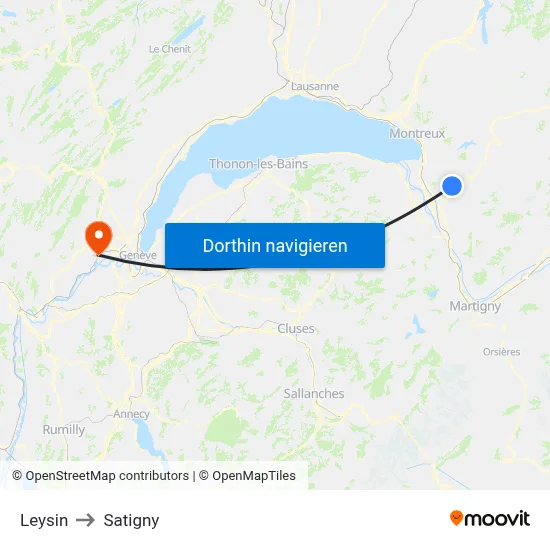 Leysin to Satigny map