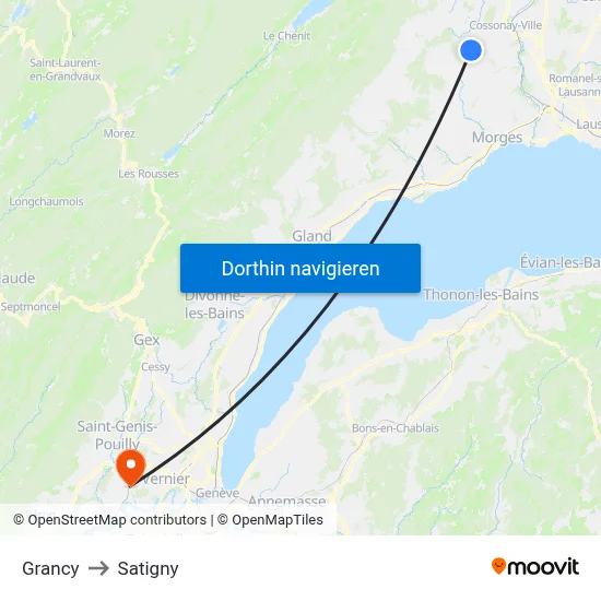 Grancy to Satigny map
