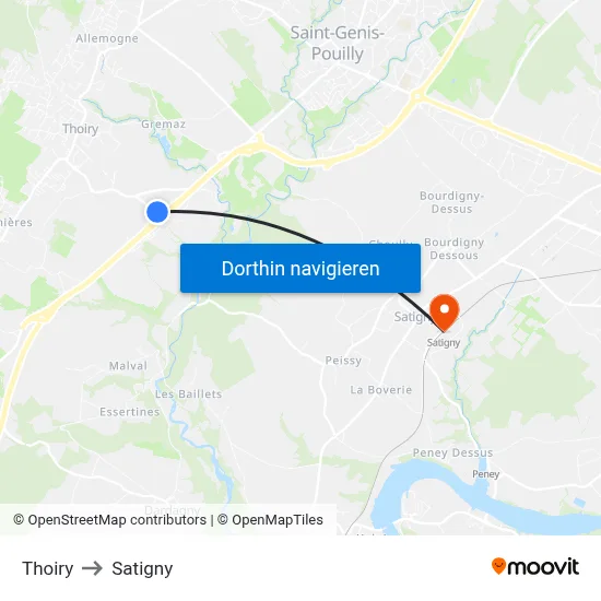 Thoiry to Satigny map