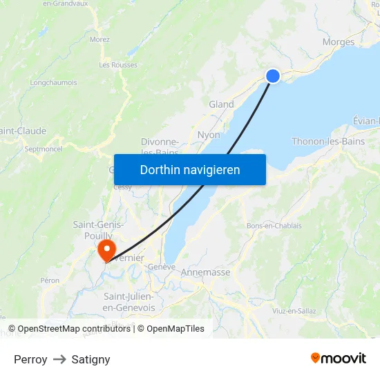 Perroy to Satigny map