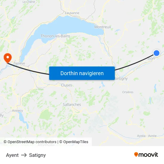 Ayent to Satigny map