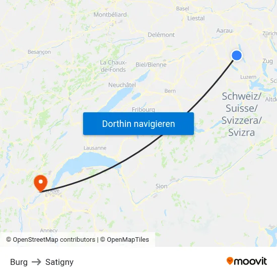 Burg to Satigny map