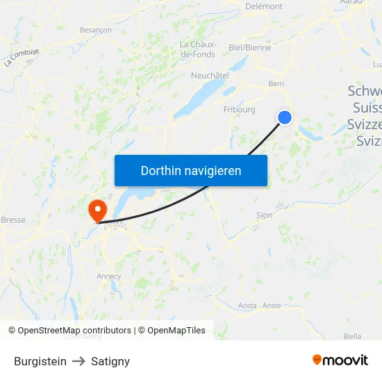 Burgistein to Satigny map