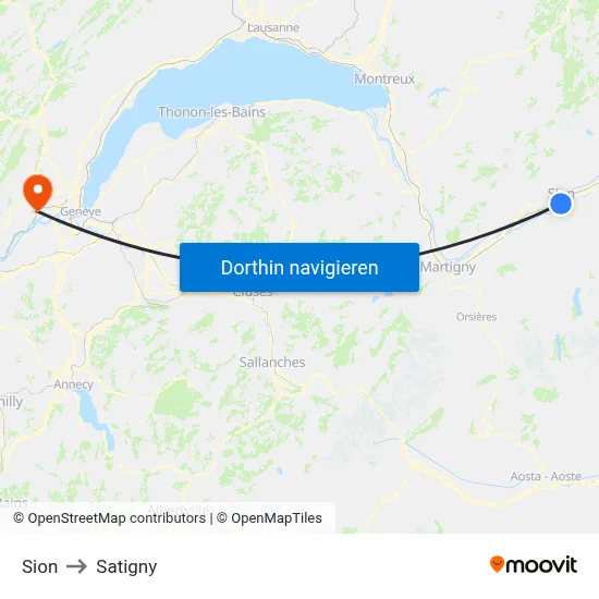 Sion to Satigny map