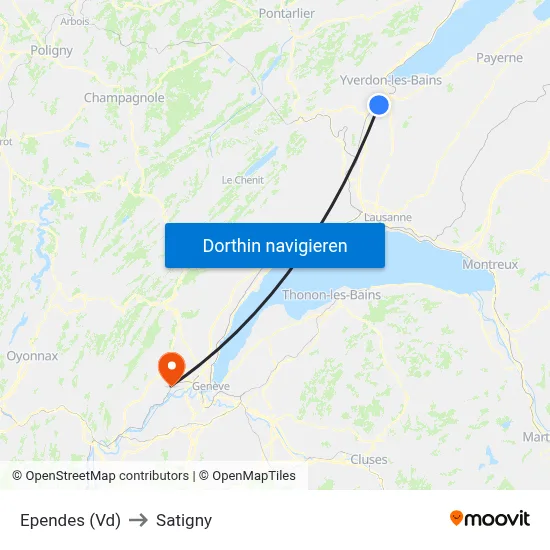 Ependes (Vd) to Satigny map