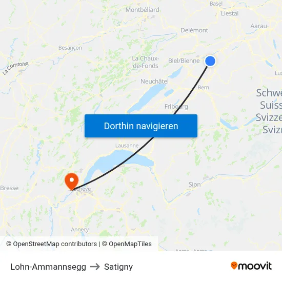 Lohn-Ammannsegg to Satigny map