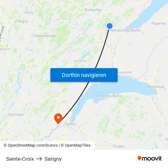 Sainte-Croix to Satigny map