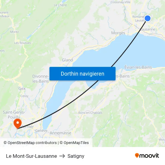 Le Mont-Sur-Lausanne to Satigny map