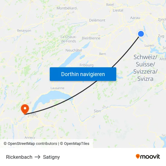 Rickenbach to Satigny map