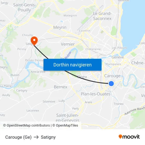 Carouge (Ge) to Satigny map