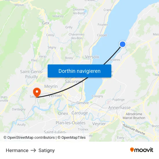 Hermance to Satigny map