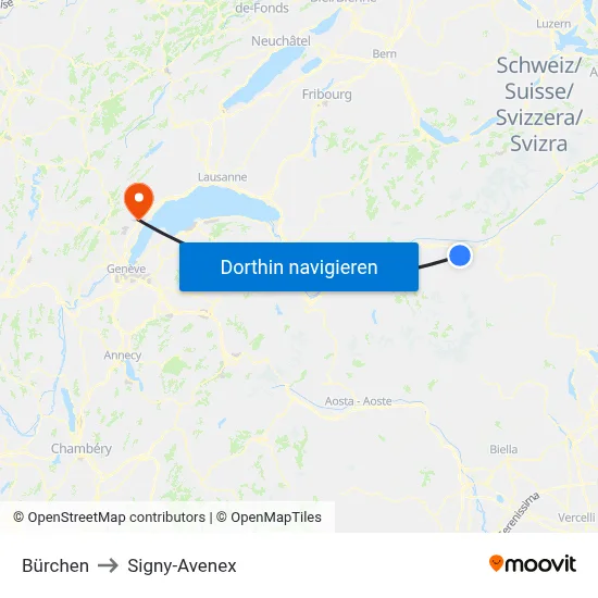 Bürchen to Signy-Avenex map