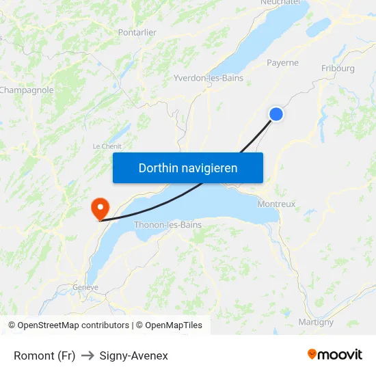 Romont (Fr) to Signy-Avenex map