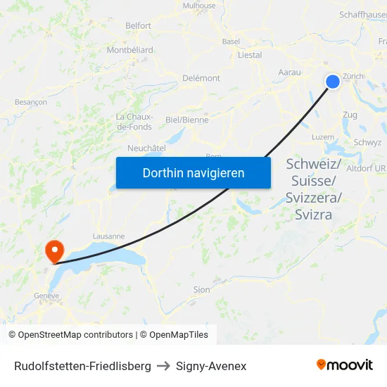 Rudolfstetten-Friedlisberg to Signy-Avenex map