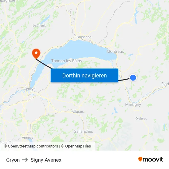 Gryon to Signy-Avenex map