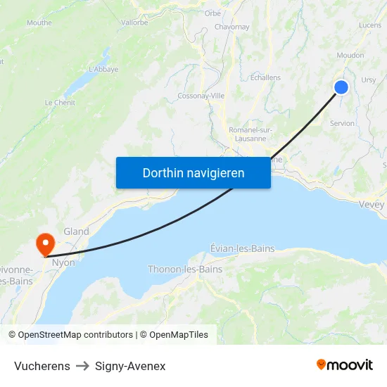 Vucherens to Signy-Avenex map