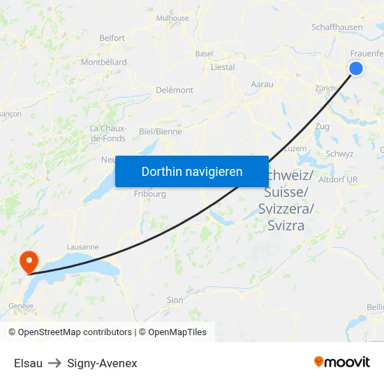 Elsau to Signy-Avenex map