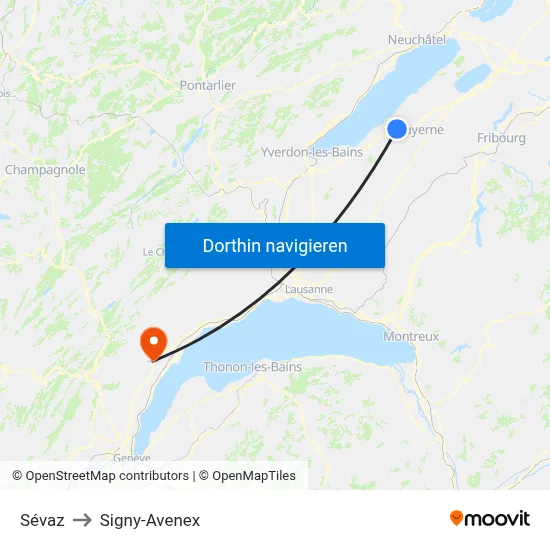 Sévaz to Signy-Avenex map